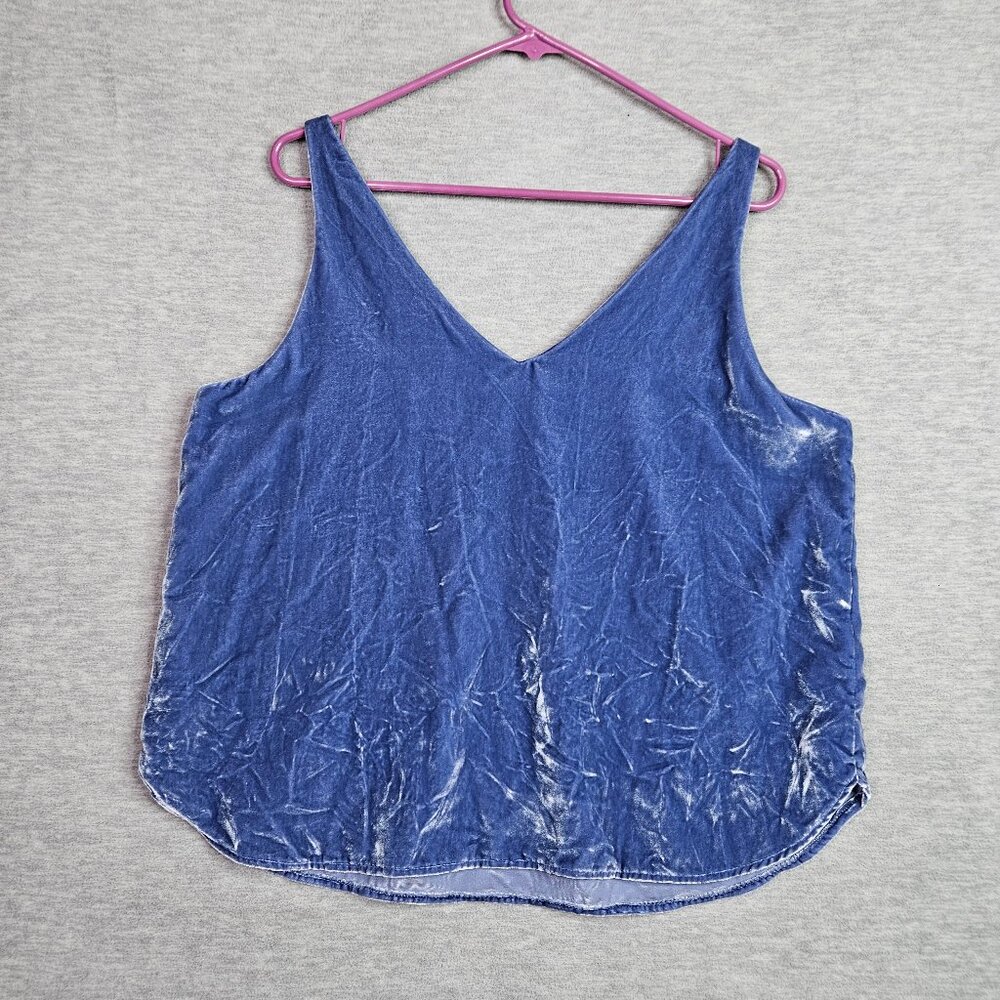 Loft By Ann Tylor Women's Blue Velvet V-neck Tank Top Size LP NEW